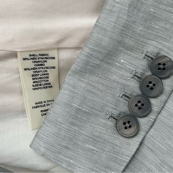 Rebecca Taylor Slub Linen Blend Gray and Pink Double Breasted Blazer Size 10 - Picture 16 of 16